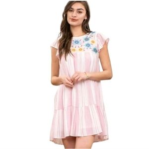 NWT Blu Pepper Anthropologie Floral Embroidered Dress Midi/Mini